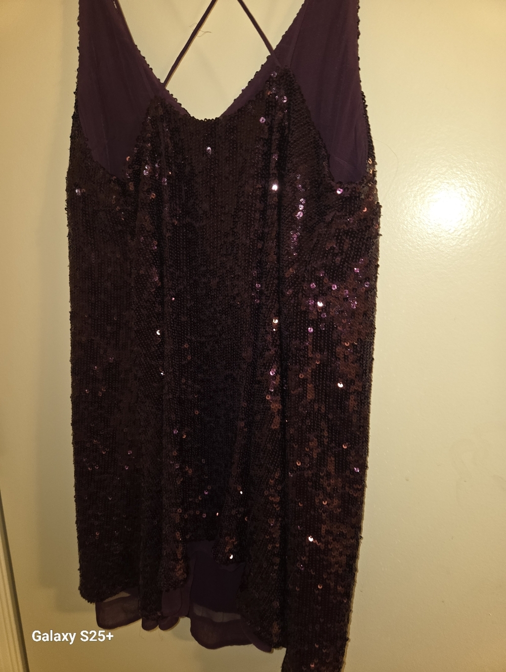 Free People Dark Purple Sequin Tank Top Womens XS Cross Back Strap - Picture 7 of 7